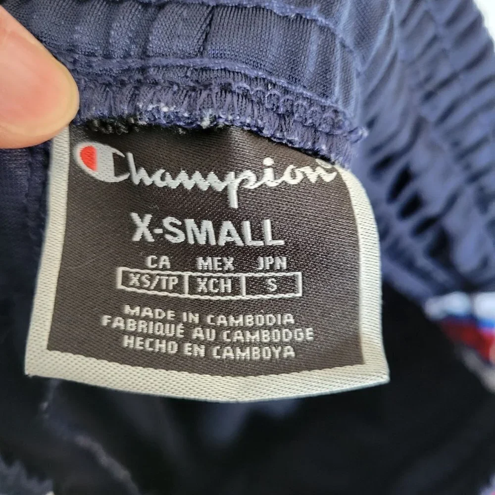 Champion Men's Vintage Striped Drawstring Pull On Jogger Sweatpants Blue Size XS